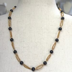 BLACK onyx and‎ seed bead chain. 24”